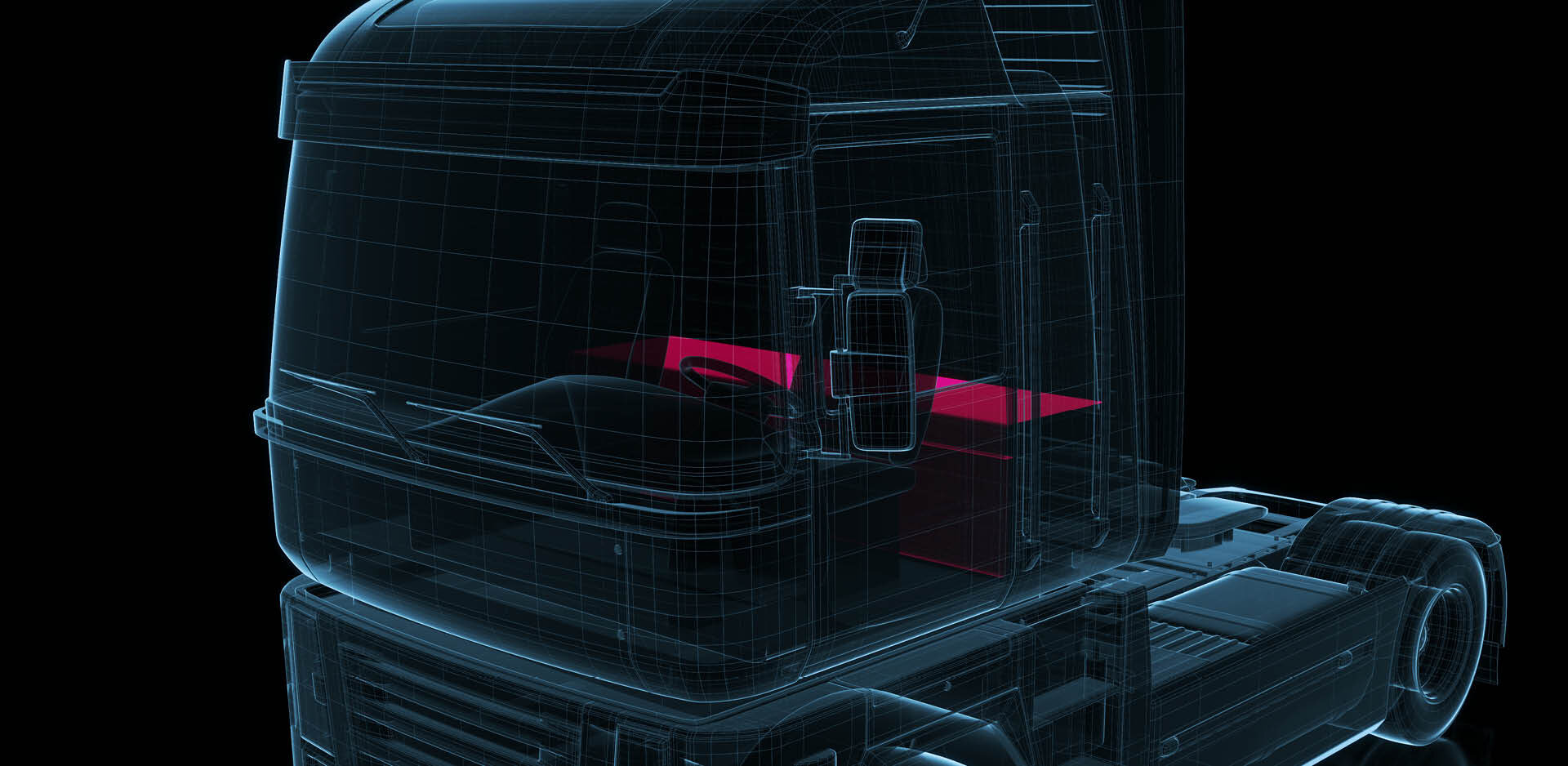 finexus | Technical drawing of a truck tractor with special focus on the component behind the cab | Sandler Group 