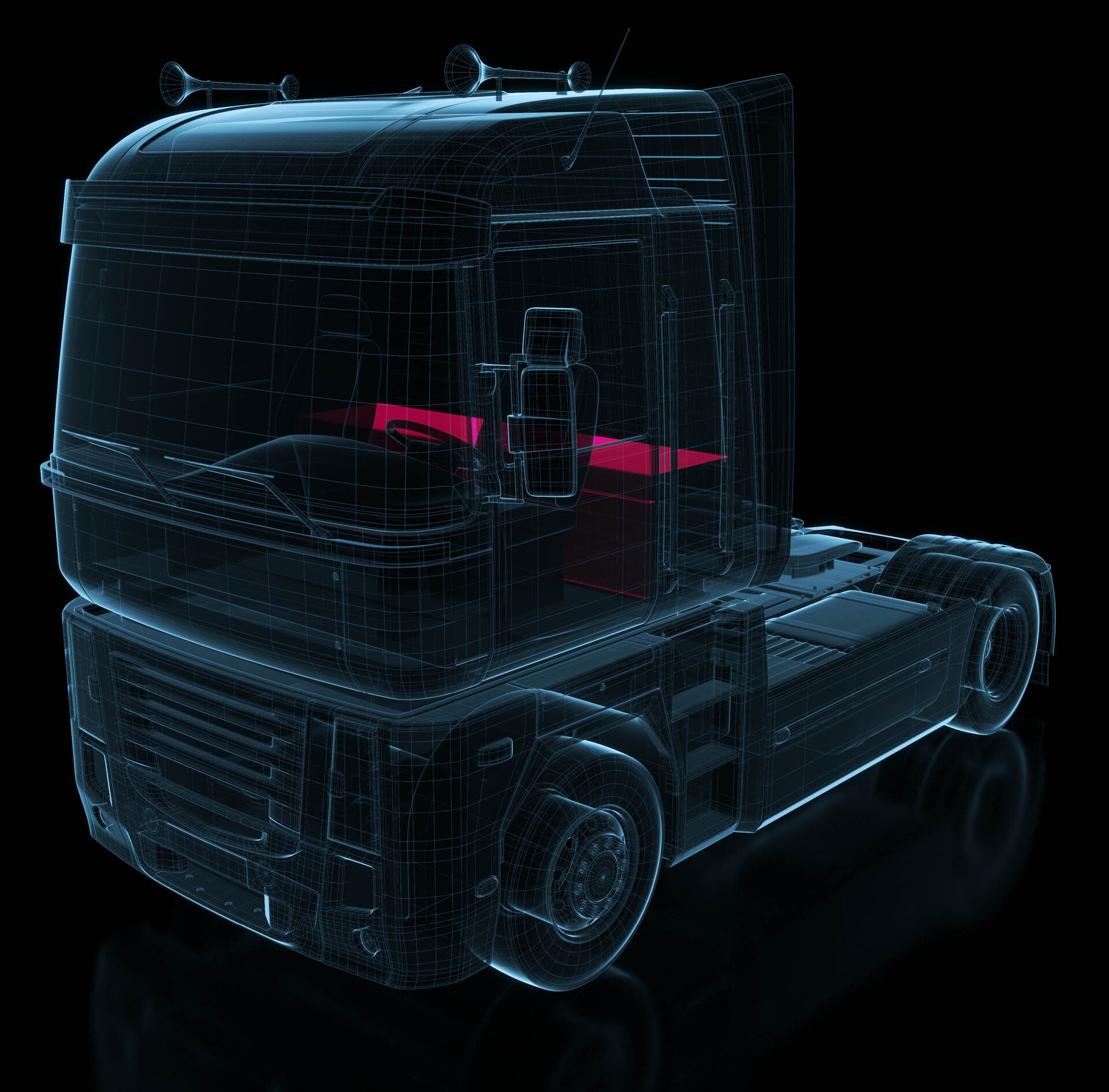 finexus | Technical drawing of a truck tractor with special focus on the component behind the cab | Sandler Group 