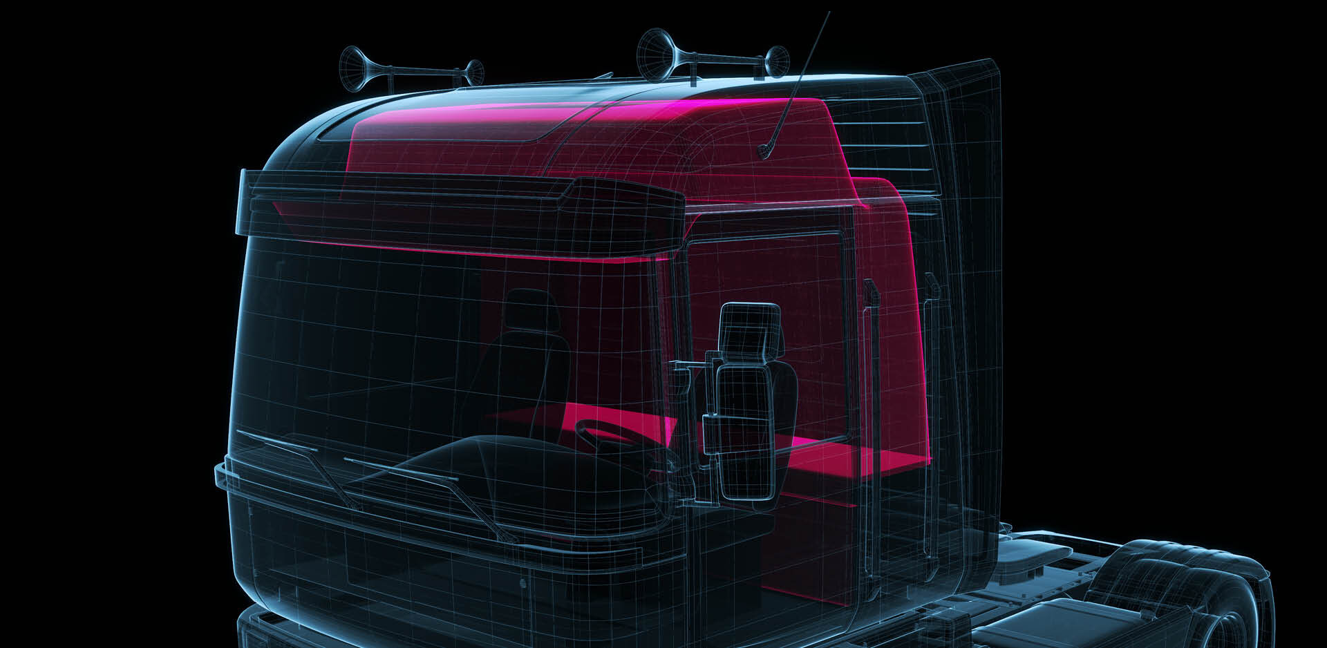 finexus | Technical drawing of a truck tractor with special focus on the interior lining | Sandler Group 