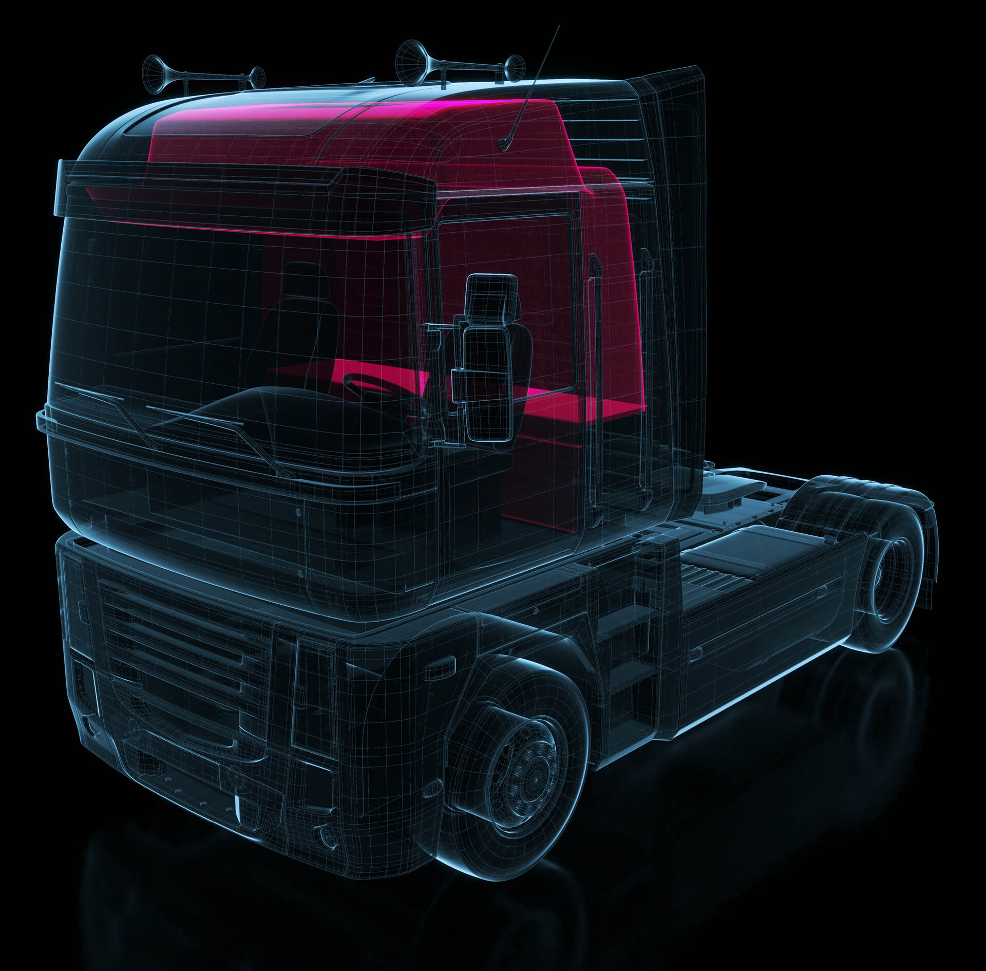 finexus | Technical drawing of a truck tractor with special focus on the interior lining | Sandler Group 