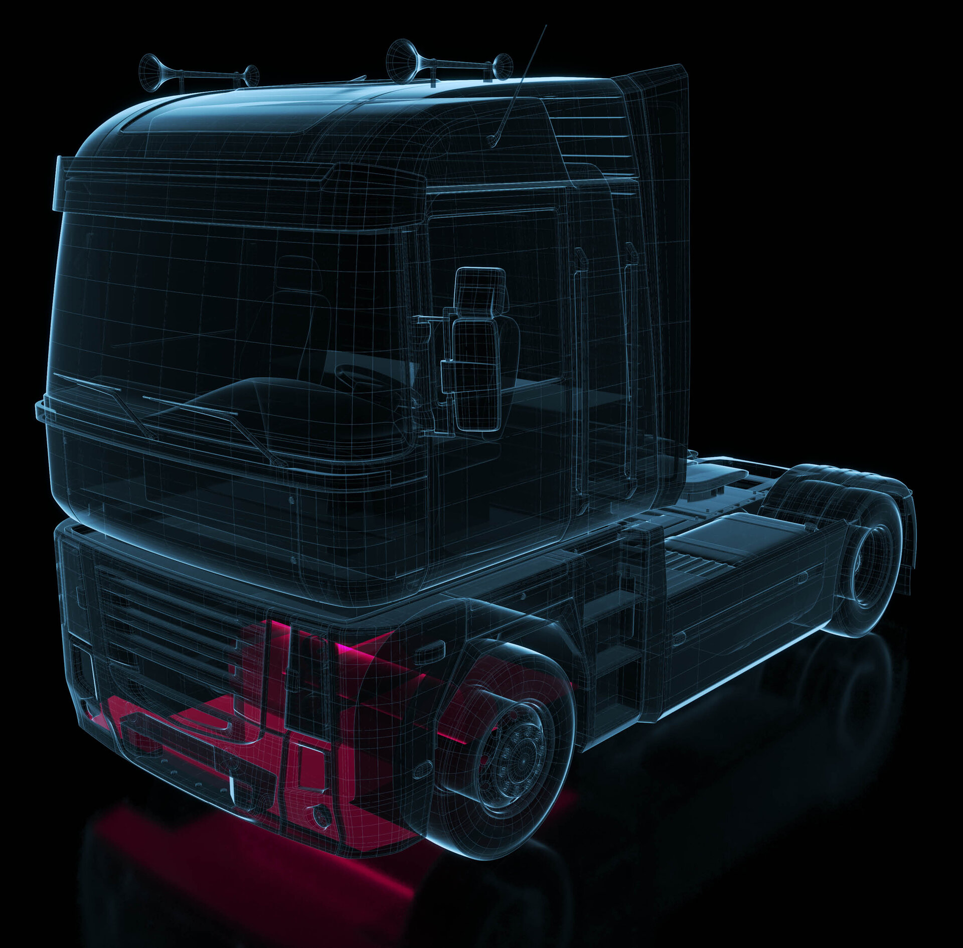 finexus | Technical drawing of a truck tractor with special focus on the underbody | Sandler Group 