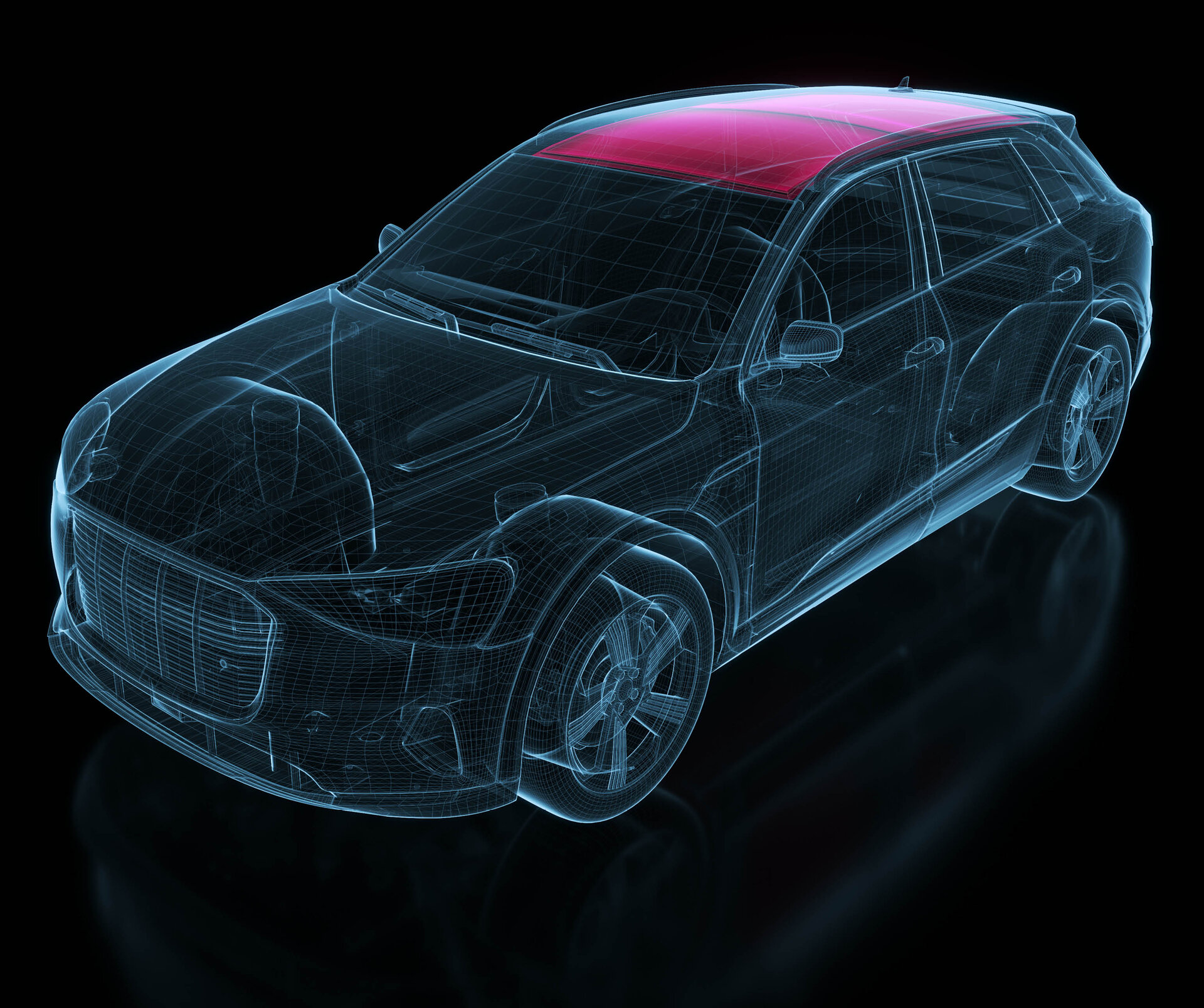 finexus | Technical drawing of a car with special focus on the headliner | Sandler Group 