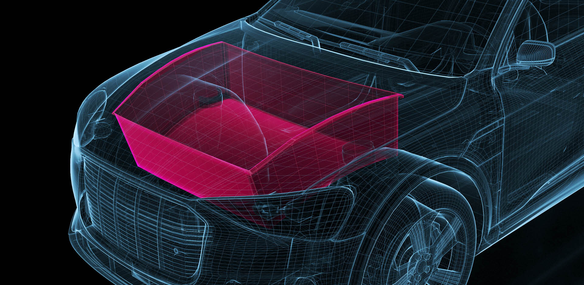 finexus | Technical drawing of a car with a special focus on frunk (e-mobility) | Sandler Group 