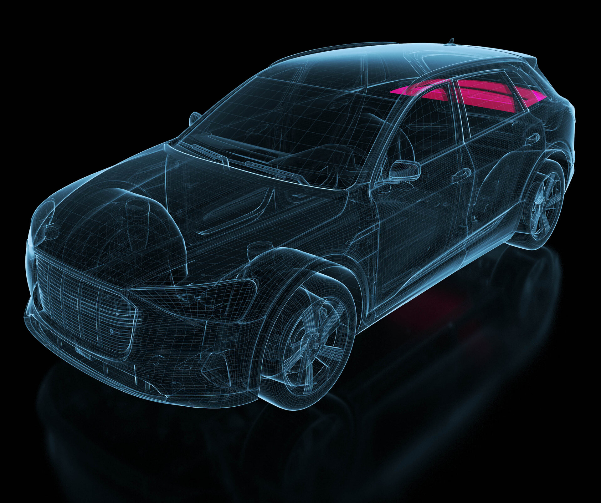 finexus | Technical drawing of a passenger car with special focus on the rear shelf panel | Sandler Group 