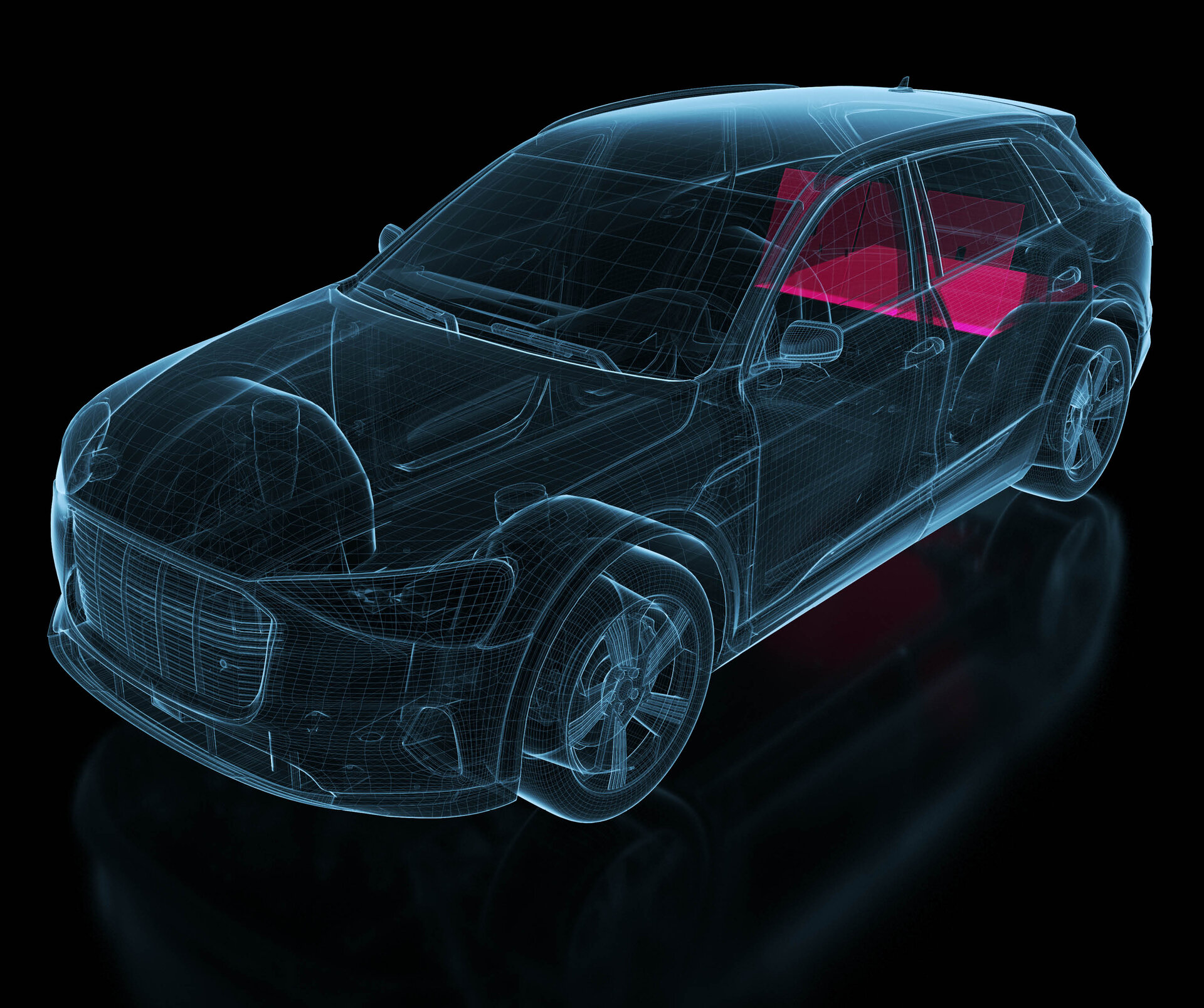 finexus | Technical drawing of a passenger car with special focus on the trunk lining | Sandler Group 